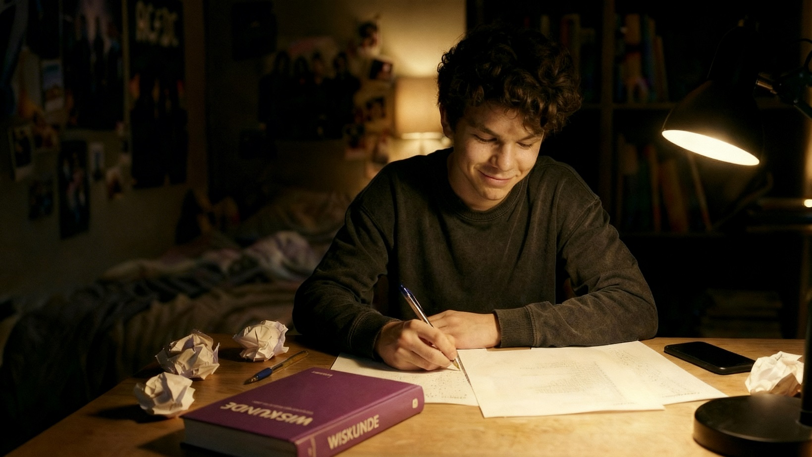 Leerling werkt geconcentreerd aan wiskunde